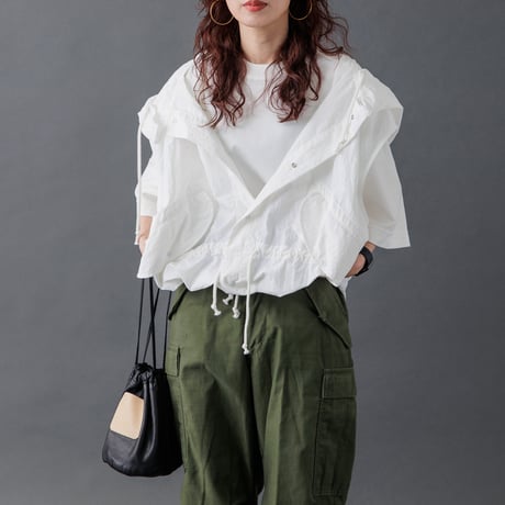 ナイロンスノーパーカーベスト　ホワイト【24403】