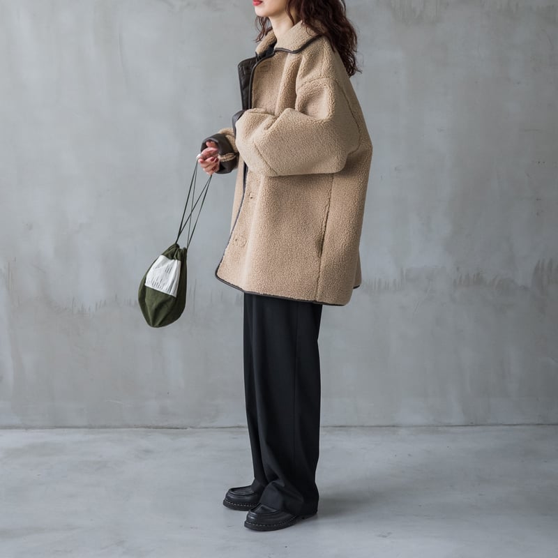 ボアボンディングコート ベージュ×ブラウン【23205】 | Clotho.