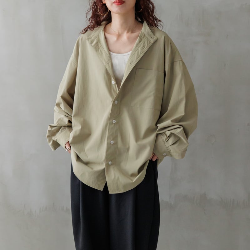 スタンドカラーオーバーシャツ ベージュ【24301】 | Clotho.