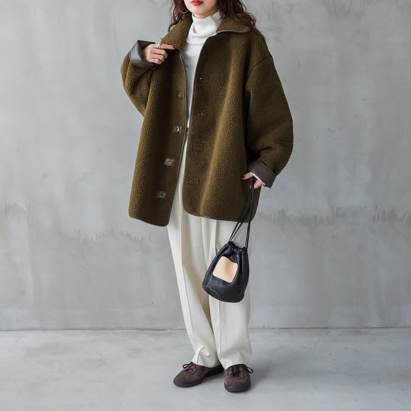 ボアボンディングコート カーキ×カーキ【23205】 | Clotho.