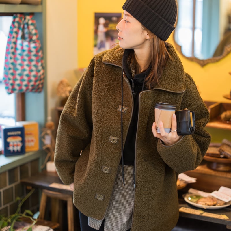 ボアボンディングコート カーキ×カーキ【23205】 | Clotho.