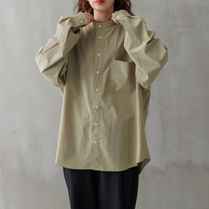 スタンドカラーオーバーシャツ ベージュ【24301】 | Clotho.