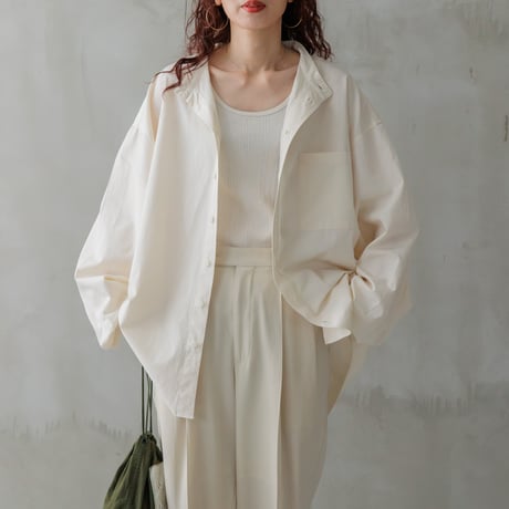 スタンドカラーオーバーシャツ　アイボリー【24301】