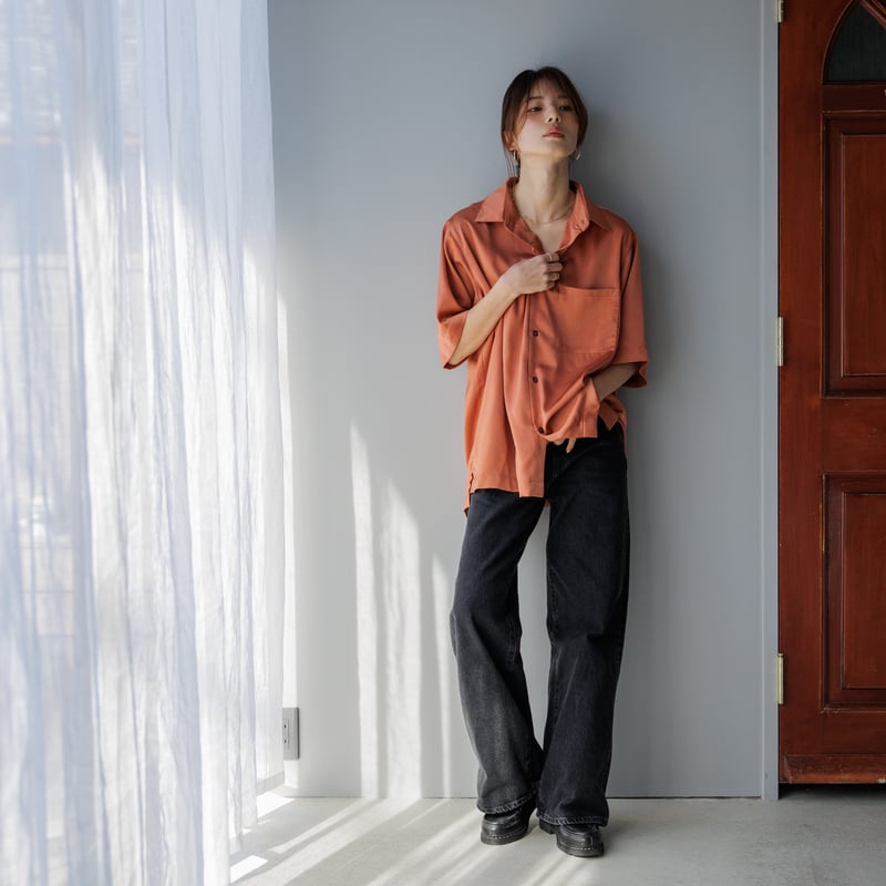 ヴィンテージサテン半袖シャツ テラコッタ【24401】 | Clotho.