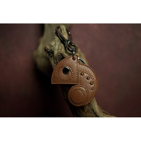 Leather Key Holder ( Small ) / Reon Icon 005 Design ( Brown )