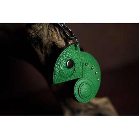 Leather Key Holder ( Small ) / Reon Icon Design ( Green )
