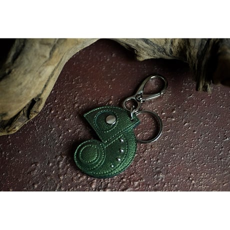 Leather Key Holder ( Small ) / Reon Icon Design ( Iridescent Kiwi )