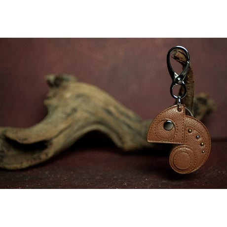 Leather Key Holder ( Small ) / Reon Icon 005 Design ( Brown )