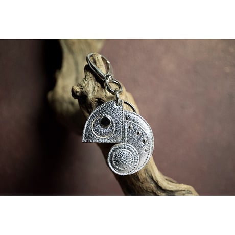 Leather Key Holder ( Small ) / Reon Icon Design ( Silver )