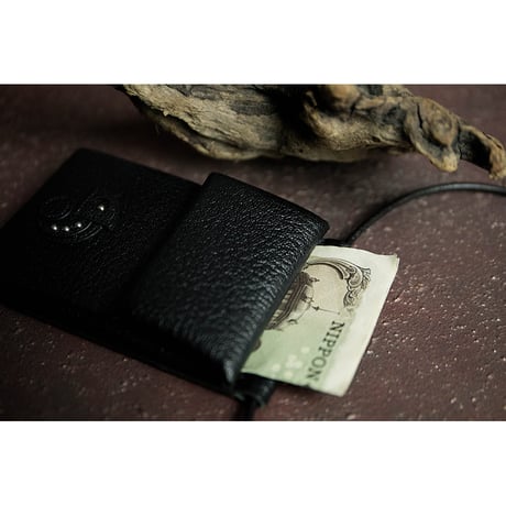 Leather Hang Neck Minimal Wallet / Reon Icon Design ( 88 Colors )