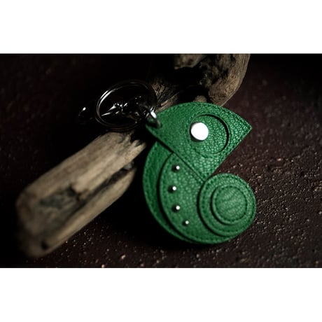 Leather Key Holder ( Small ) / Reon Icon Design ( Green )