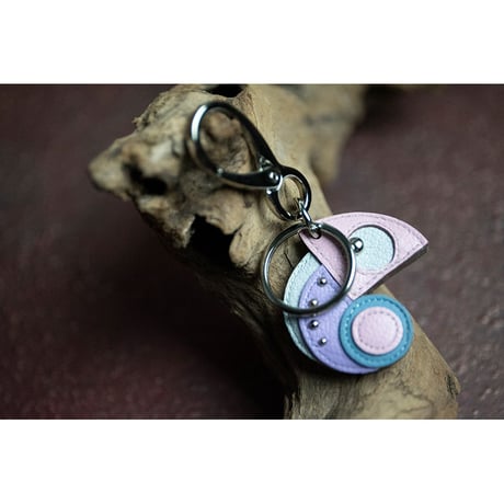 Leather Key Holder ( 2Small ) / Reon Icon Design  ( Combination Color )