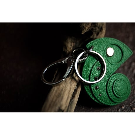 Leather Key Holder ( Small ) / Reon Icon Design ( Green )