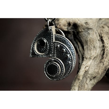Leather Key Holder ( Small ) / Reon Icon Design ( Silver )