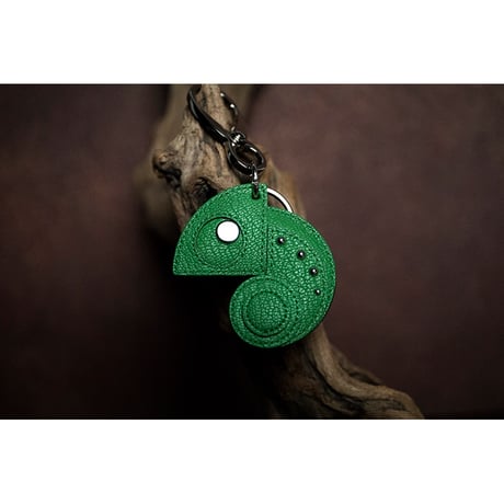 Leather Key Holder ( Small ) / Reon Icon Design ( Green )