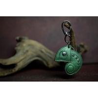 Leather Key Holder ( Small ) / Reon Icon Design ( Iridescent Kiwi )