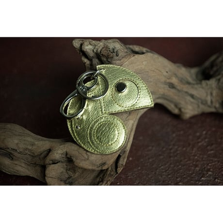 Leather Key Holder ( Medium ) / Reon Icon Design ( Gold )
