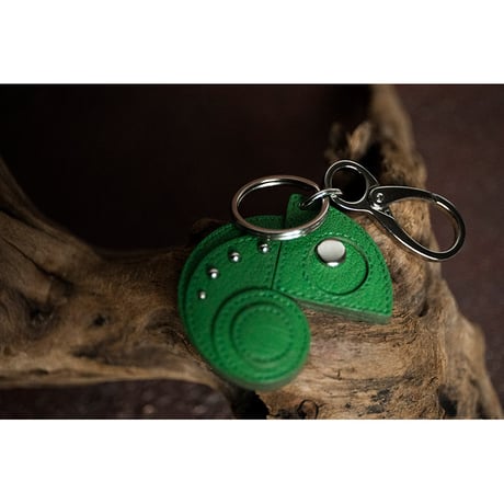 Leather Key Holder ( Small ) / Reon Icon Design ( Green )