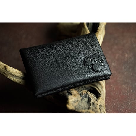 Leather Fold Card Holder / Reon Icon Design ( 88 Colors )