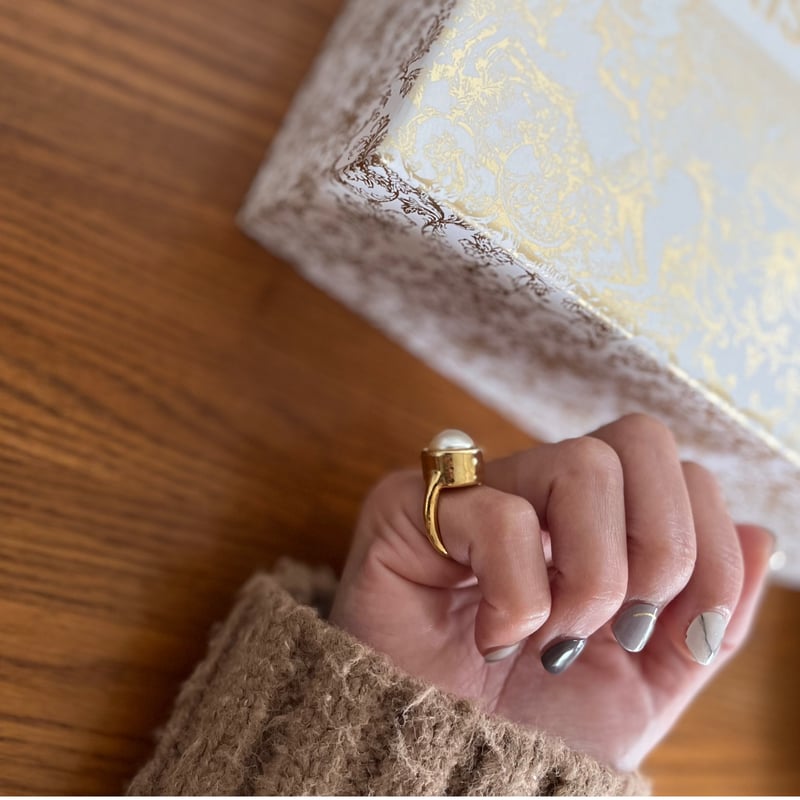 Câline Paris Vintageヴィンテージパールピンキーリング | Angelina