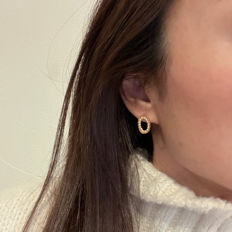 Câline Paris Vintageオーバルプチパールピアス