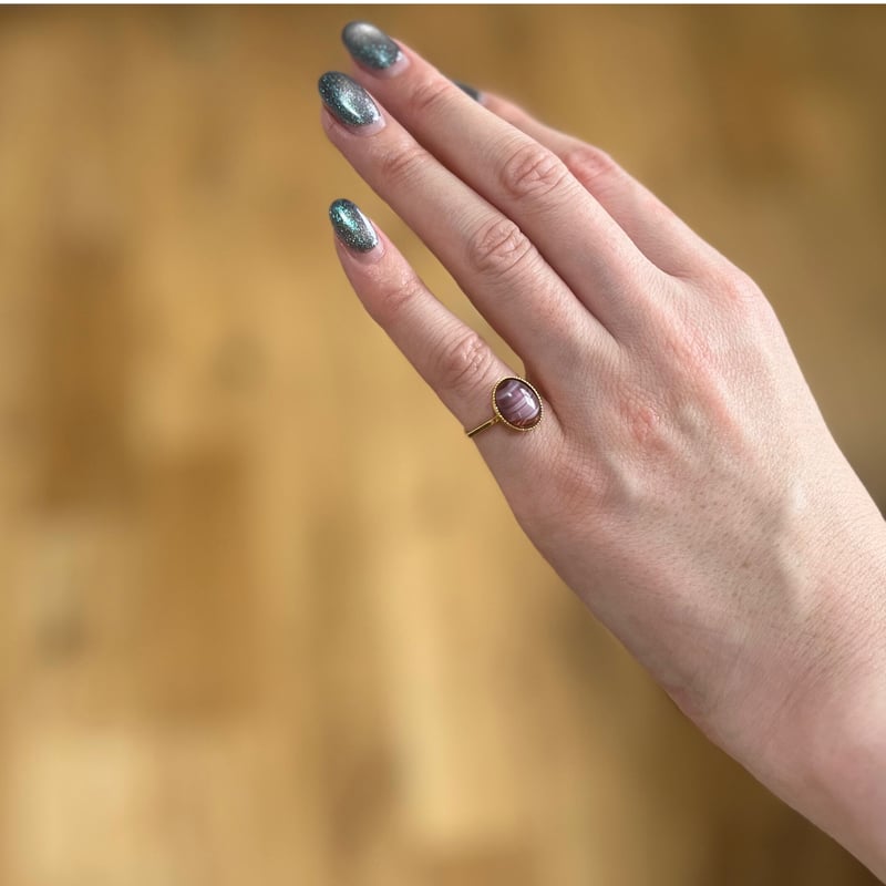 Câline Paris Vintage パープルガラスパーツピンキーリング | Angelina