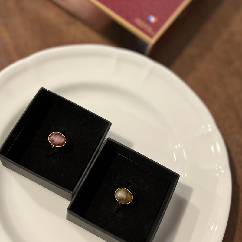 Câline Paris Vintage パープルガラスパーツピンキーリング Câline Paris Vintage パープルガラスパーツピンキーリング