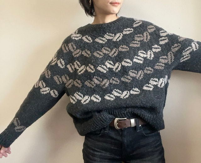 コーヒーりんごです♡ENFOLD   圧縮ウールセーター PDFパターン】日本語版／Coffee Lovers' Sweater by Tomomi
