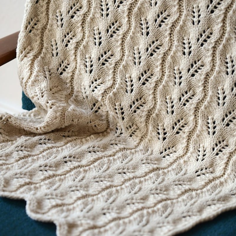 PDFパターン】Leaves 葉っぱの模様のブランケット＆ショール by Midori