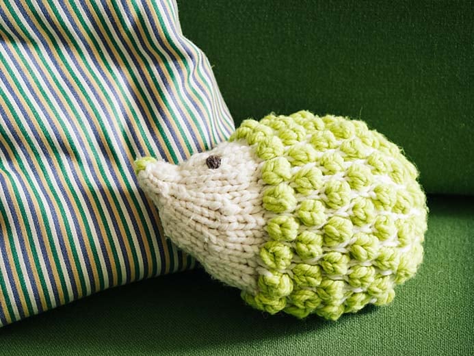針ネズミ柄リクエストコーナー　ハンドメイド PDFパターン】Scrap Yarn Hedgehog 余り糸で編むポップコーン模様の