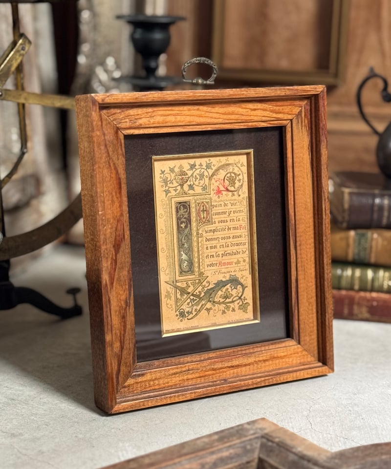 1900年代初頭 フランス製 アンティーク 回転式フォトフレーム＋ホーリーカード フランスアンティーク Holy Card ホーリーカード プルミエール アンティーク雑貨