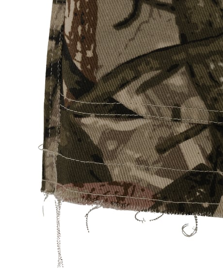 Camouflage Twill 9-Pocket Knee-Length Shorts BLACK