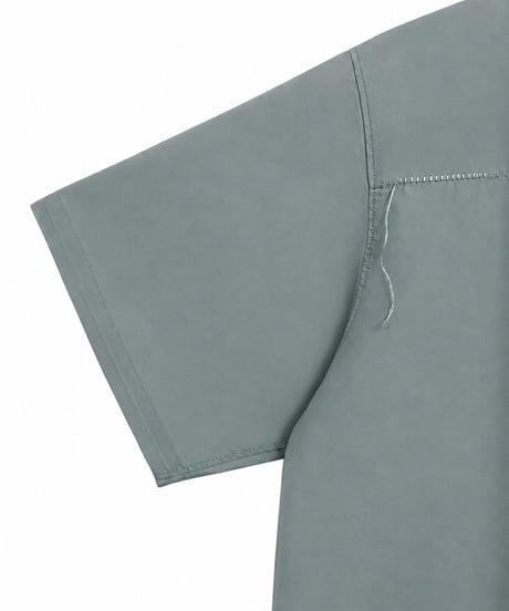 Silk Protein Hand-Stitched Short Sleeve Shirt NAVY