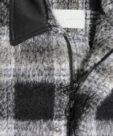 Shaggy Wool Check Ventilation Short Blouson BROWN