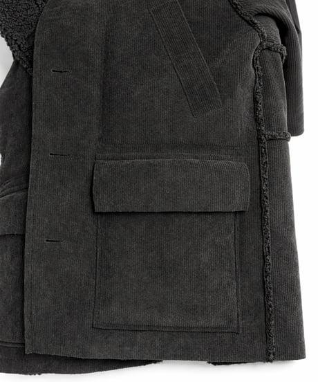 Corduroy Boa Mouton Reversible Jacket Coat BROWN