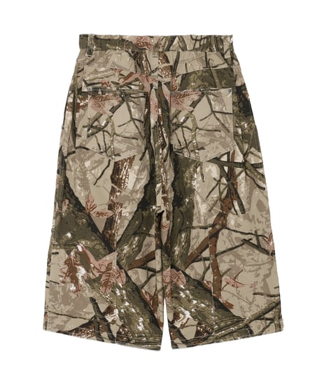 Camouflage Twill 9-Pocket Knee-Length Shorts BLACK