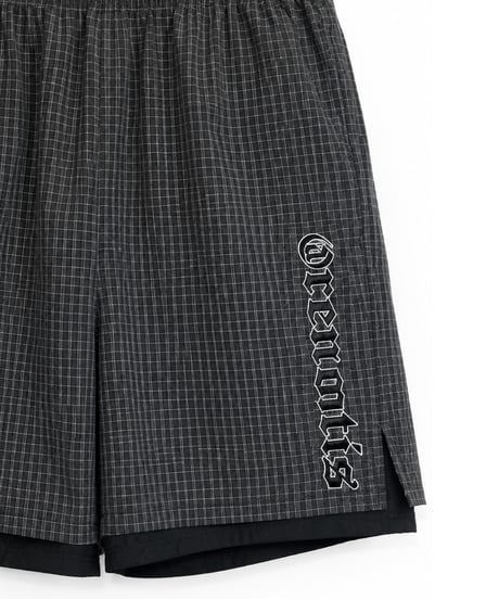 Water-Repellent Seersucker Check Layered Shorts BLACK