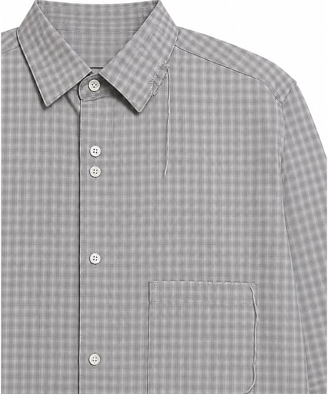 Rayon Shadow Check Hand-Stitched Long Sleeve Shirt GREEN