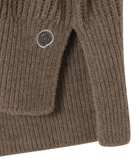Kid Mohair Wool Stand Knit BROWN