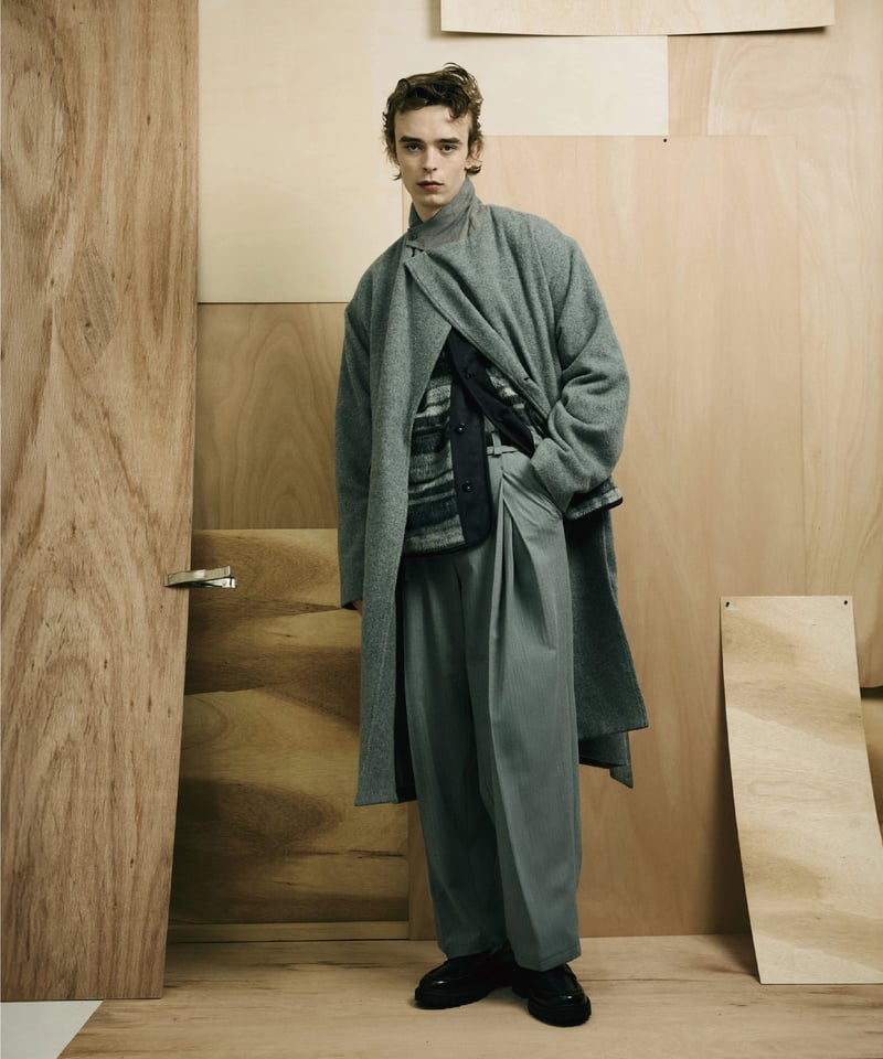 Check Combo Shaggy Wool Double Coat BLACK | are