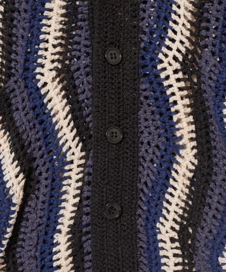 Multi Stripe Soft Mesh Cadigan BROWN