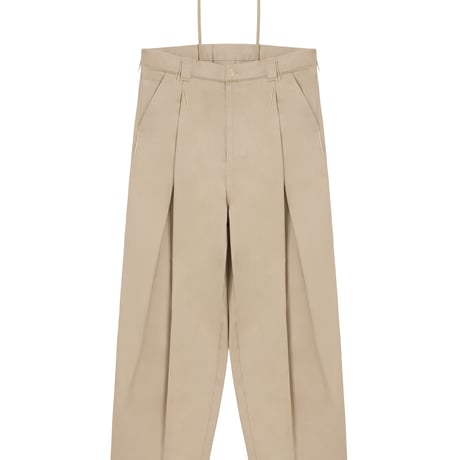 Cut-off Piping Layered Tack Twill  Pants BEIGE