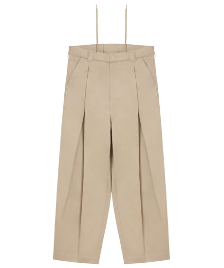 Cut-off Piping Layered Tack Twill  Pants BEIGE