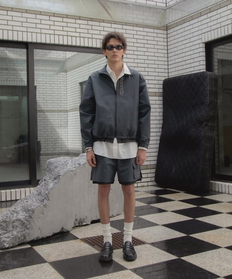 Water-Repellent Seersucker Check Layered Shorts BLACK