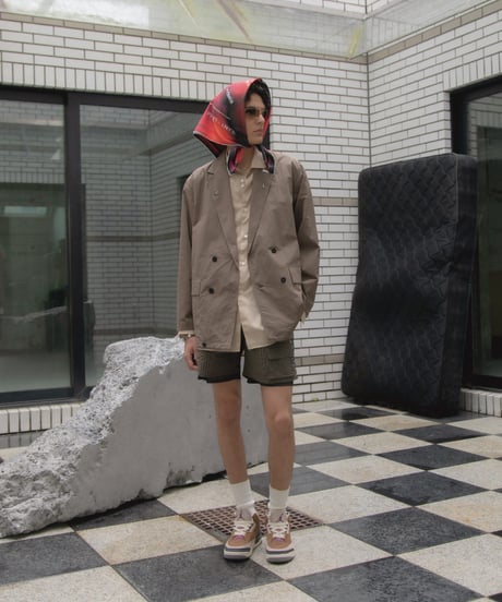 Water-Repellent Seersucker Check Layered Shorts BLACK