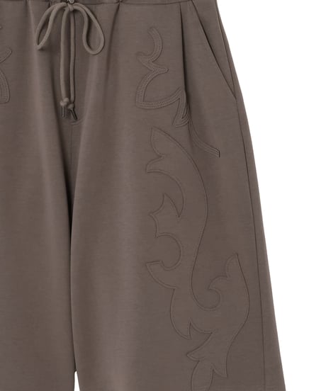 Western-Cut Double-Knit Baggy Shorts BLACK