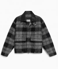 Shaggy Wool Check Ventilation Short Blouson BLACK