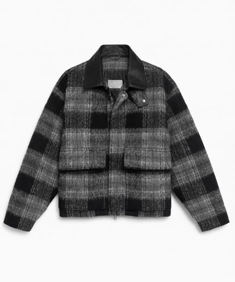 Shaggy Wool Check Ventilation Short Blouson BROWN