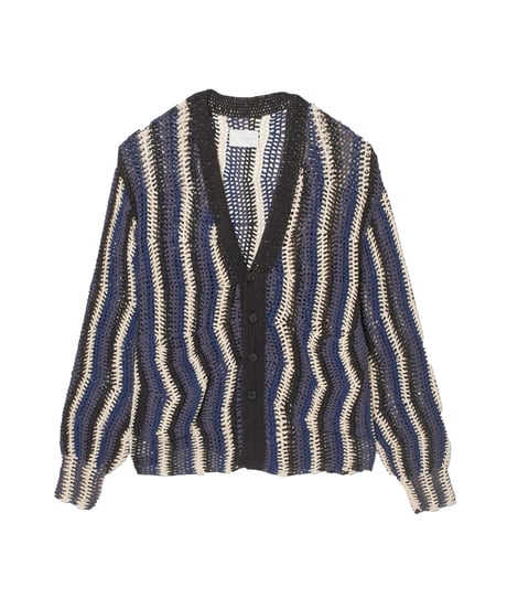 Multi Stripe Soft Mesh Cadigan NAVY