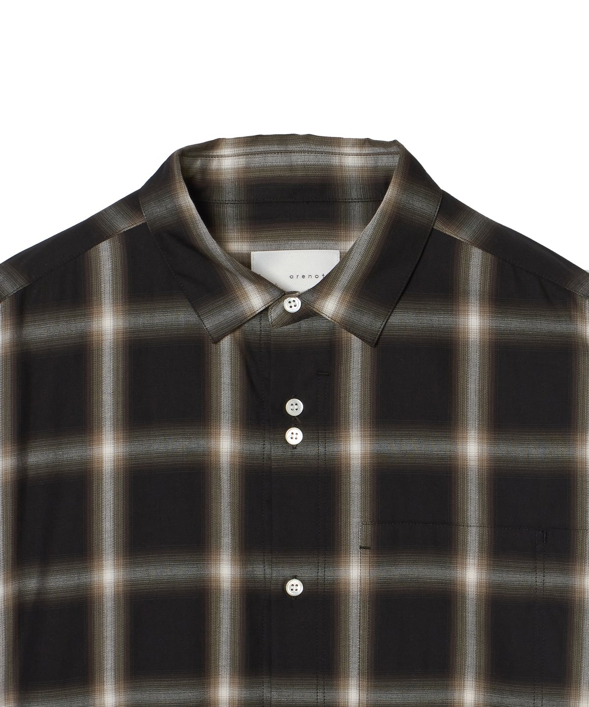 Middle Gather Ombre Check Big Shirts BLACK | ar